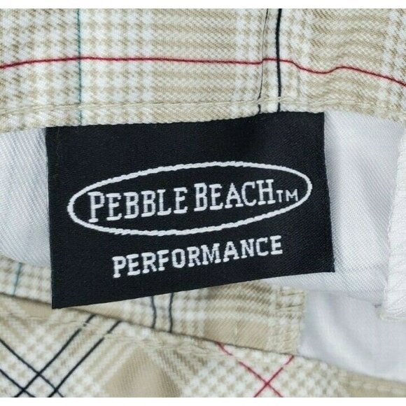 Pebble Beach Performance Size 10 Long Beige Plaid Shorts, Lightweight Polyester - Picture 8 of 11